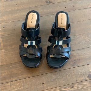 Croft & Barrow Heeled Black Sandals, Size 7